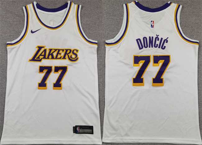 Youth Los Angeles Lakers #77 Luka Doncic White 2025 Association Edition Stitched Jersey